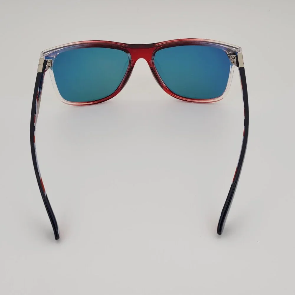 Quiksilver Round Flat Lens Sunglasses British Flag Brown Frame Orange Mirror Q25